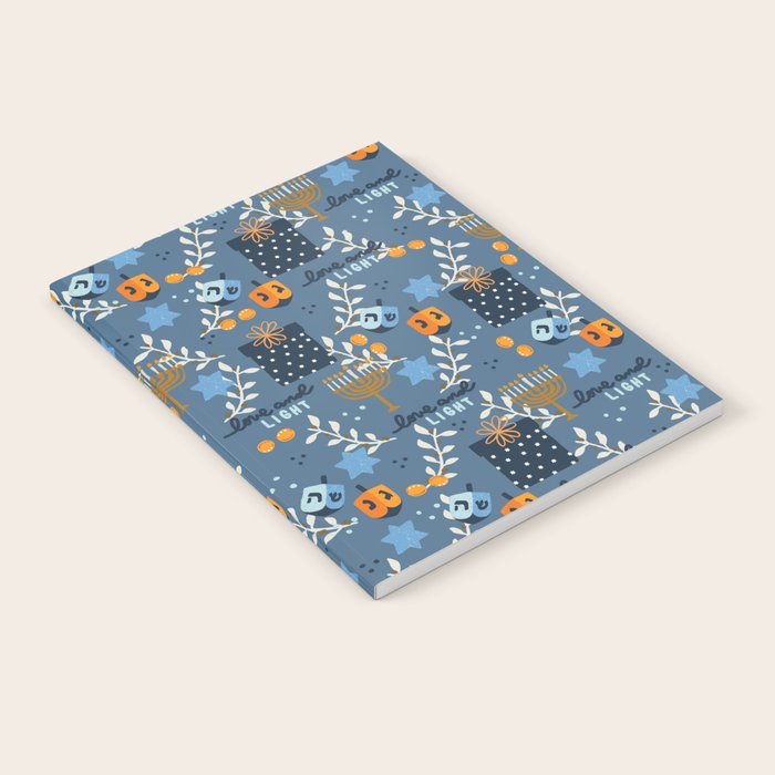 Love and Light Blue Hanukkah Notebook Gallery Image 1