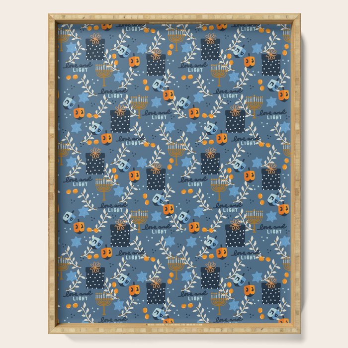 Love and Light Blue Hanukkah Serving Tray Gallery Image 1