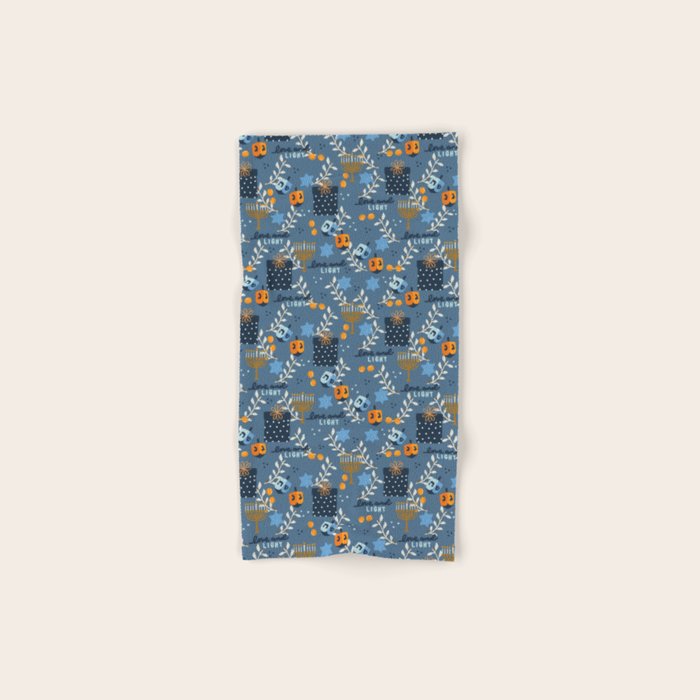 Love and Light Blue Hanukkah Bath Towel Gallery Image 1
