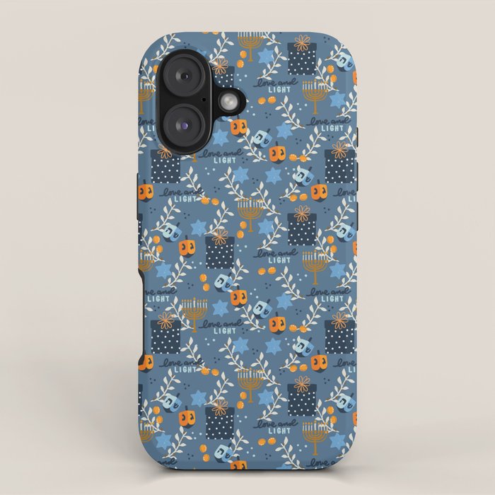 Love and Light Blue Hanukkah iPhone Case Gallery Image 1
