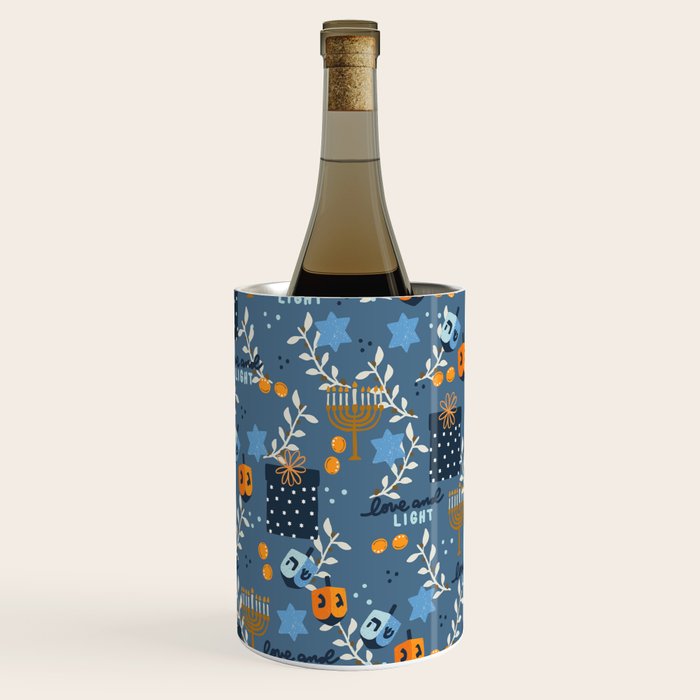 Love and Light Blue Hanukkah Wine Chiller Gallery Image 1