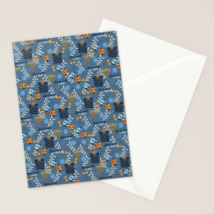 Love and Light Blue Hanukkah Stationery Card Gallery Image 2