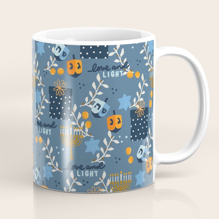 Love and Light Blue Hanukkah Coffee Mug Gallery Image 1
