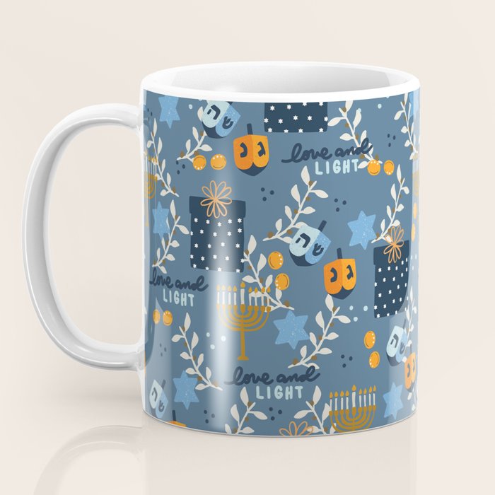 Love and Light Blue Hanukkah Coffee Mug Gallery Image 3