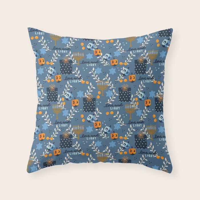 Love and Light Blue Hanukkah Throw Pillow Gallery Image 6