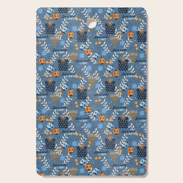 Love and Light Blue Hanukkah Cutting Board Gallery Image 1