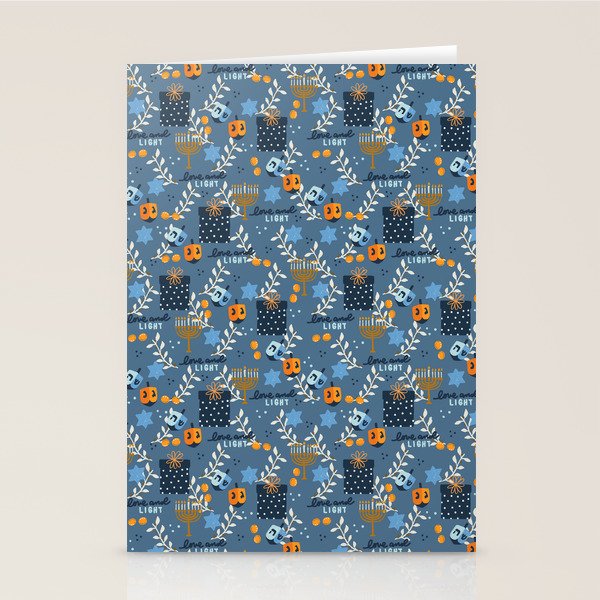 Love and Light Blue Hanukkah Stationery Card Gallery Image 1