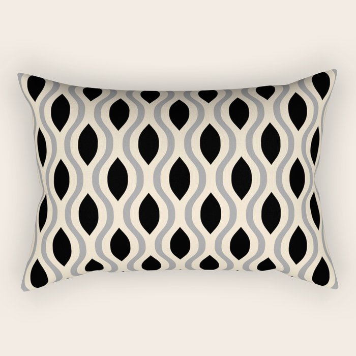 Retro Ogee Pattern 446 Black Beige and Gray Rectangular Pillow Gallery Image 2
