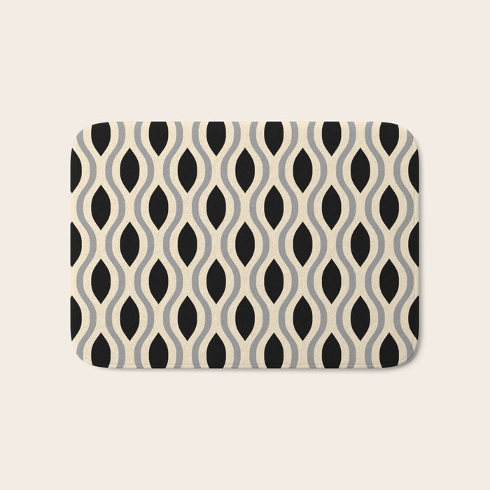Retro Ogee Pattern 446 Black Beige and Gray Bath Mat Gallery Image 1