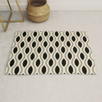 Retro Ogee Pattern 446 Black Beige and Gray Rug Gallery Image 1