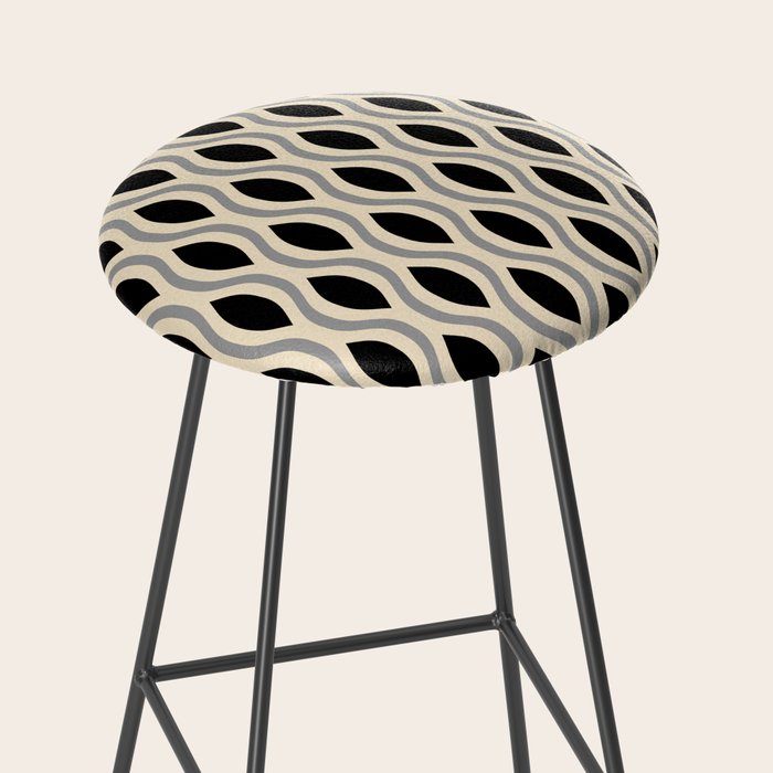 Retro Ogee Pattern 446 Black Beige and Gray Stool Gallery Image 2