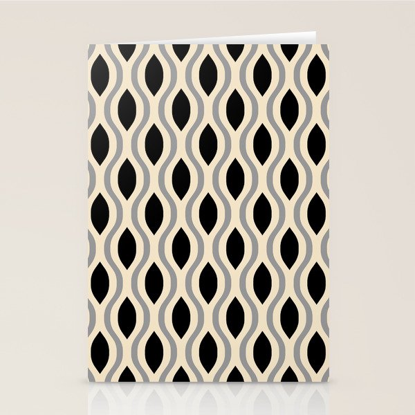 Retro Ogee Pattern 446 Black Beige and Gray Stationery Card Gallery Image 2