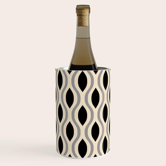 Retro Ogee Pattern 446 Black Beige and Gray Wine Chiller Gallery Image 1