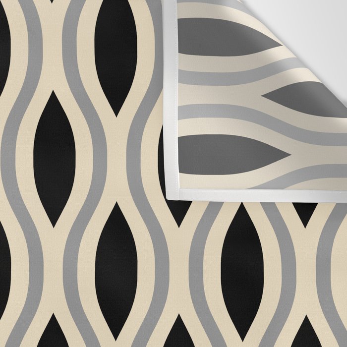 Retro Ogee Pattern 446 Black Beige and Gray Wall Tapestry Gallery Image 3