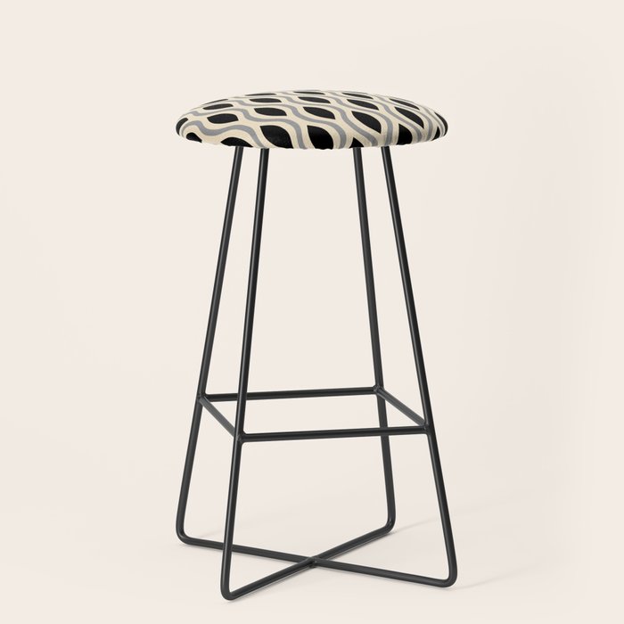 Retro Ogee Pattern 446 Black Beige and Gray Stool Gallery Image 1