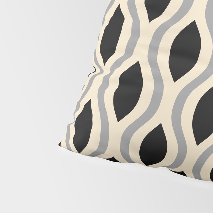 Retro Ogee Pattern 446 Black Beige and Gray Pillow Sham Gallery Image 4
