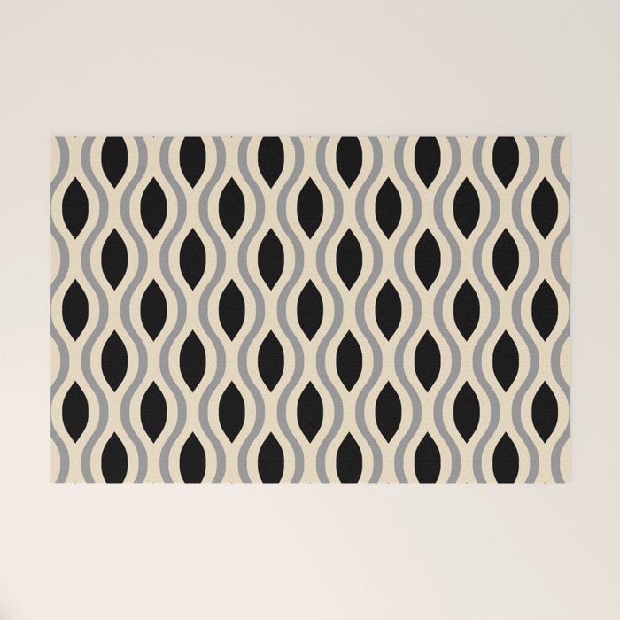 Retro Ogee Pattern 446 Black Beige and Gray Welcome Mat Gallery Image 1