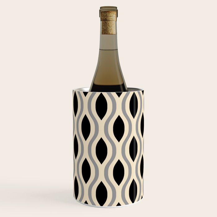 Retro Ogee Pattern 446 Black Beige and Gray Wine Chiller Gallery Image 2
