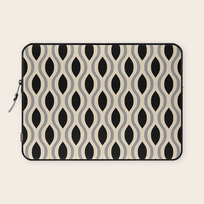 Retro Ogee Pattern 446 Black Beige and Gray Laptop Sleeve Gallery Image 1