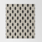 Retro Ogee Pattern 446 Black Beige and Gray Throw Blanket Gallery Image 2
