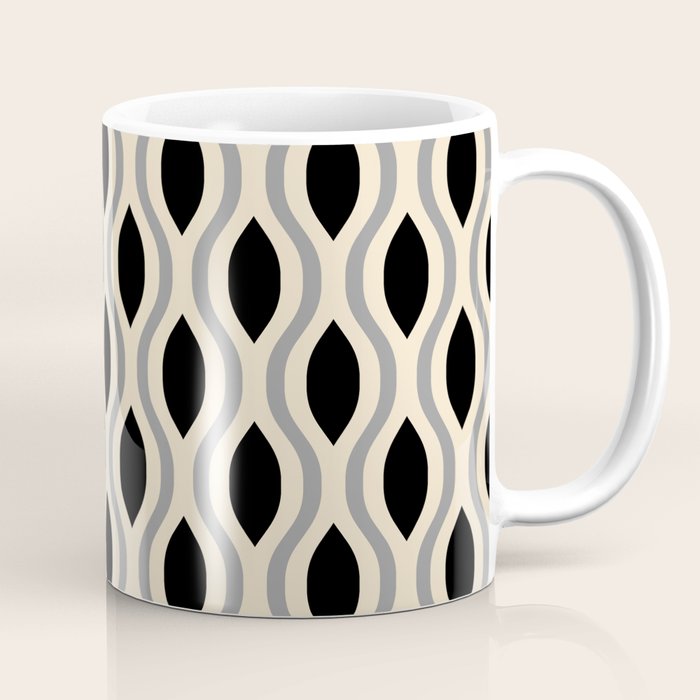 Retro Ogee Pattern 446 Black Beige and Gray Coffee Mug Gallery Image 1