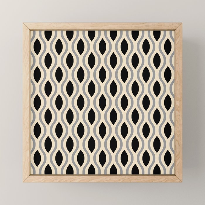 Retro Ogee Pattern 446 Black Beige and Gray Mini Art Print Gallery Image 1