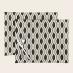 Retro Ogee Pattern 446 Black Beige and Gray Placemat Gallery Image 1