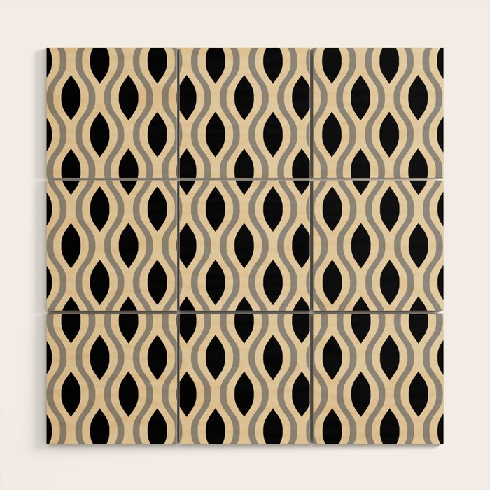 Retro Ogee Pattern 446 Black Beige and Gray Wood Wall Art Gallery Image 1