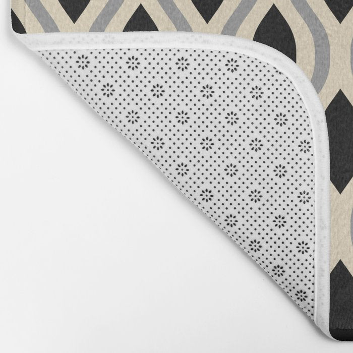 Retro Ogee Pattern 446 Black Beige and Gray Bath Mat Gallery Image 2