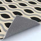 Retro Ogee Pattern 446 Black Beige and Gray Rug Gallery Image 4