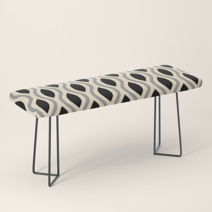 Retro Ogee Pattern 446 Black Beige and Gray Bench Gallery Image 1