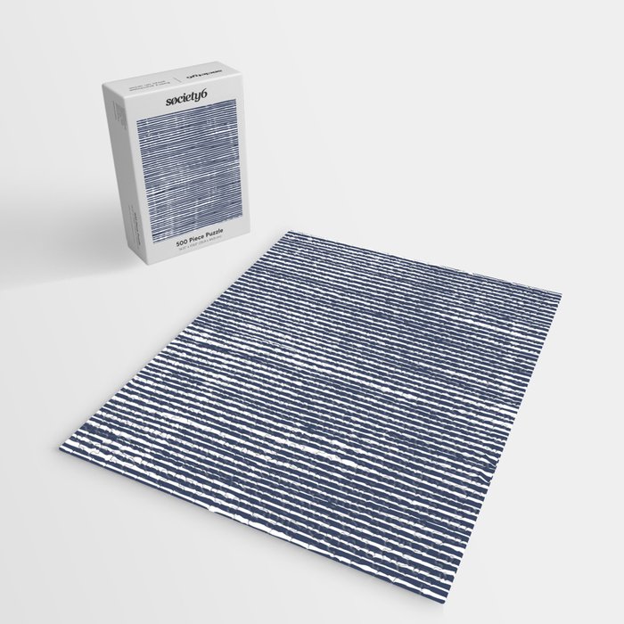 Abstract Stripes Pattern, Indigo, Navy Blue Jigsaw Puzzle Gallery Image 2