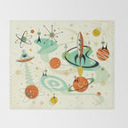 Atomic Space Cats studioxtine Throw Blanket Gallery Image 2