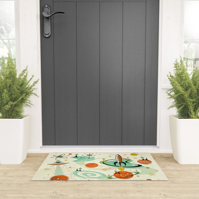 Atomic Space Cats studioxtine Welcome Mat Gallery Image 3