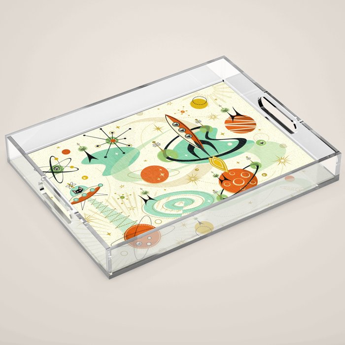 Atomic Space Cats studioxtine Acrylic Tray Gallery Image 1