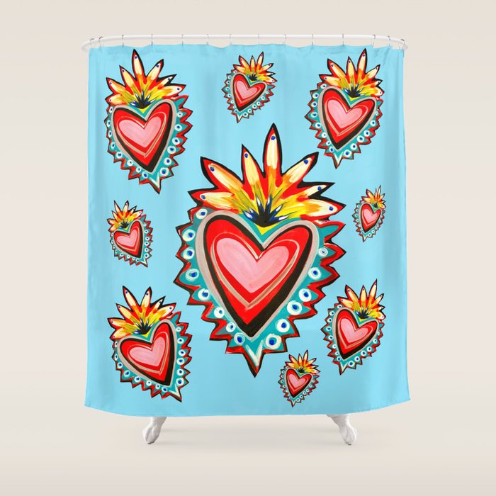 Hearts in Blue  Shower Curtain Gallery Image 1