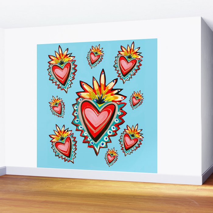 Hearts in Blue  Wall Mural Gallery Image 2