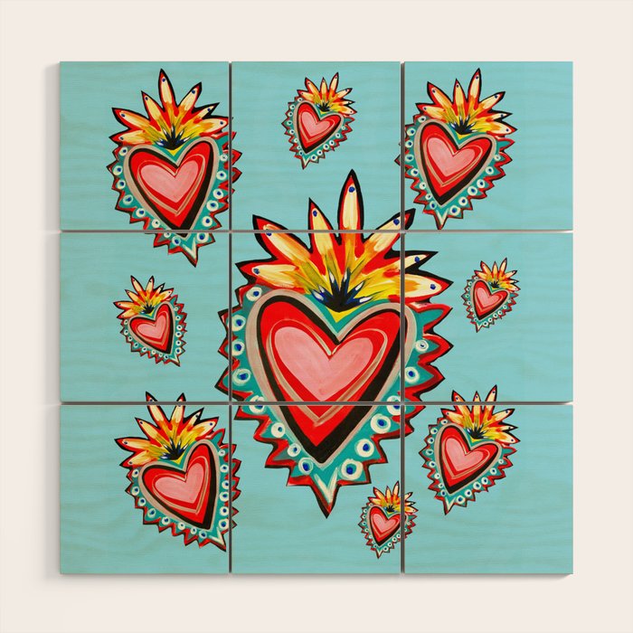 Hearts in Blue  Wood Wall Art