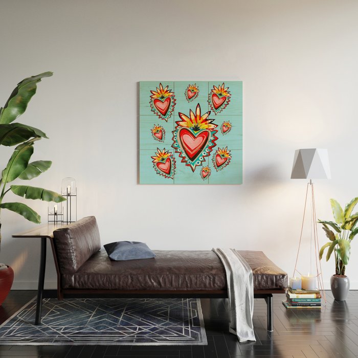 Hearts in Blue  Wood Wall Art Gallery Image 2