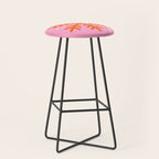 Christmas Print Snowflake Pink And Orange Holiday Decorations Festive Modern Decor Stool Gallery Image 1
