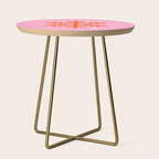 Christmas Print Snowflake Pink And Orange Holiday Decorations Festive Modern Decor Side Table Gallery Image 1
