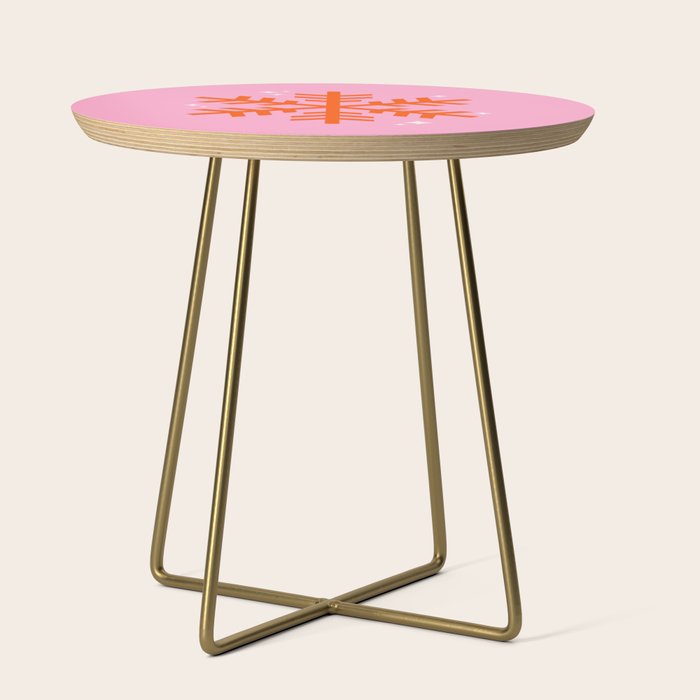 Christmas Print Snowflake Pink And Orange Holiday Decorations Festive Modern Decor Side Table Gallery Image 1