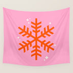 Christmas Print Snowflake Pink And Orange Holiday Decorations Festive Modern Decor Wall Tapestry Gallery Image 4