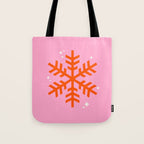 Christmas Print Snowflake Pink And Orange Holiday Decorations Festive Modern Decor Tote Bag Gallery Image 1
