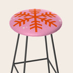 Christmas Print Snowflake Pink And Orange Holiday Decorations Festive Modern Decor Stool Gallery Image 2