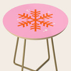Christmas Print Snowflake Pink And Orange Holiday Decorations Festive Modern Decor Side Table Gallery Image 2