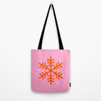 Christmas Print Snowflake Pink And Orange Holiday Decorations Festive Modern Decor Tote Bag Gallery Image 2