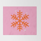 Christmas Print Snowflake Pink And Orange Holiday Decorations Festive Modern Decor Throw Blanket Gallery Image 2