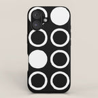 Mid Century Modern Circle and Dot Pattern 232 Black and White iPhone Case Gallery Image 1