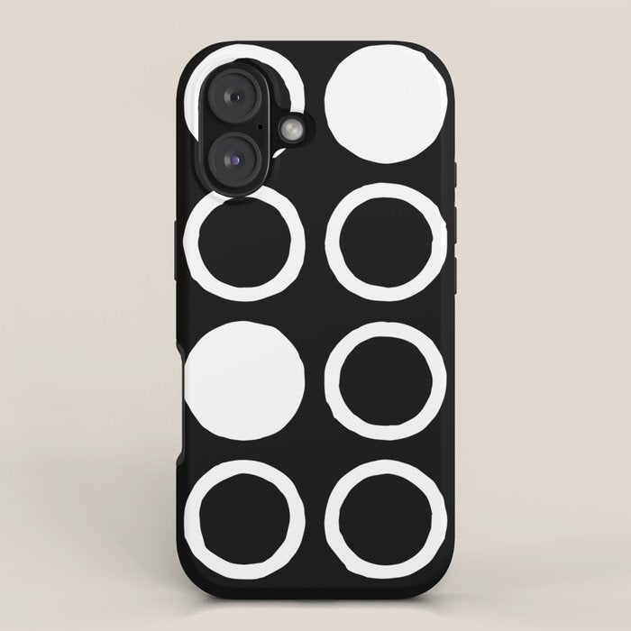 Mid Century Modern Circle and Dot Pattern 232 Black and White iPhone Case Gallery Image 1